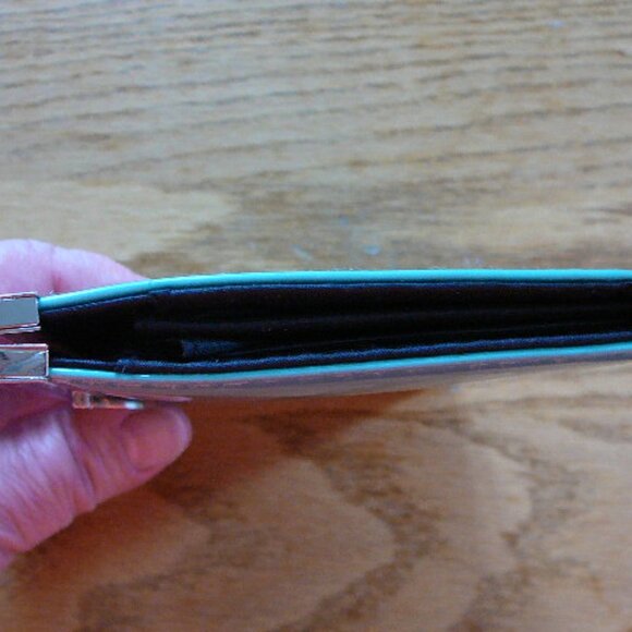 Love Life Black Script Turquoise & Silver Metal Trim Wallet Clip Closure - Picture 4 of 10
